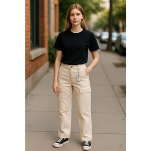 SANCTUARY Pants Size 24 NEW Janice Cargo Pant Cream Ecru Pockets